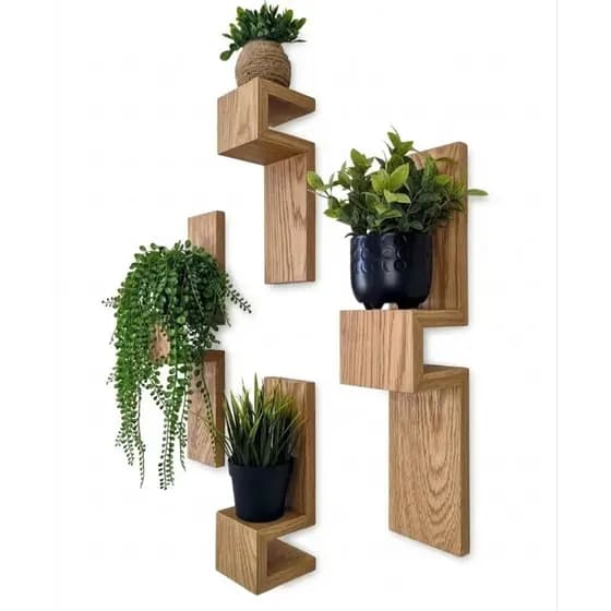 Conjunto de Suportes Flutuantes Modernos para vasos de Plantas em madeira maciça pinus