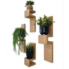 Conjunto de Suportes Flutuantes Modernos para vasos de Plantas em madeira maciça pinus