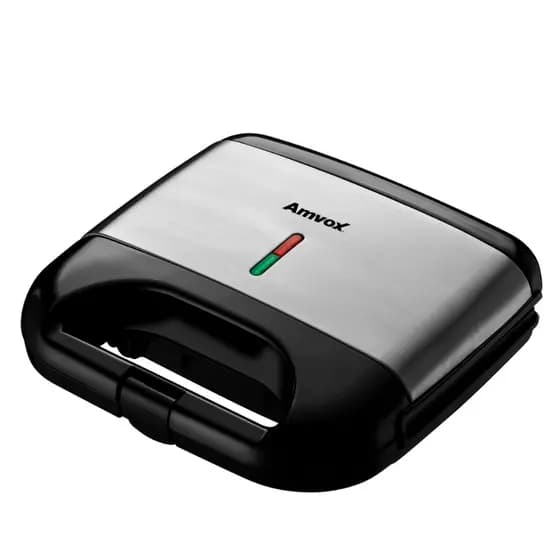 Sanduicheira e grill 2 em 1 Amvox AMS 500 black inox 750W Pode ser Lavada