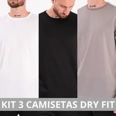 Kit 3 Camiseta Dry Fit Masculina - Casual - Treino - Academia - Esportes - Exercícios