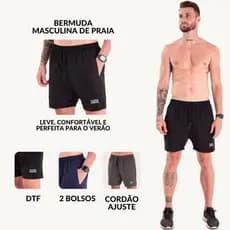 Shorts Academia  Elastic Praia Tactel com Elastano Rock Saints