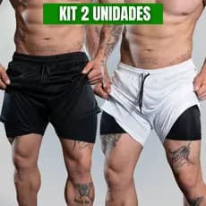 Kit 2 Bermuda Academia Térmica Short Masculino 2 em 1 com Compressão