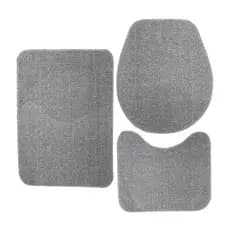 Kit 3 Tapetes Para Banheiro Peça Tapete Jogo Antiderrapante Cor Cinza Grafite