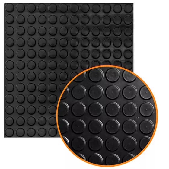 Kit 10 Placas Piso Pastilhado 50x50cm Preto 100% Borracha Banheiro Box Rampas Pisos Corredores