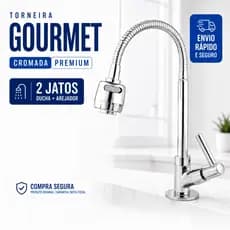 Torneira Gourmet Cozinha Pia Mesa Bancada Tubo Luxo Cromada