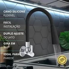 Torneira Gourmet Parede Pia Cozinha Flexível Jato Duplo