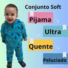 Conjunto Pijama Ultra Soft com touca Menino e menina 1 2 3