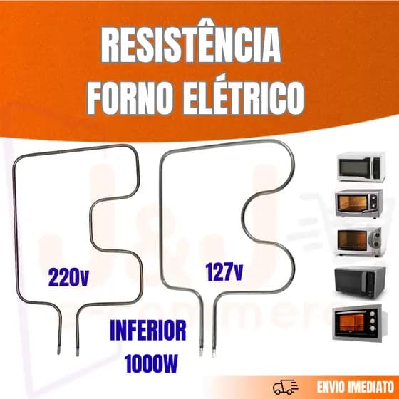 Resistência Inferior 1000W Forno Elétrico Fischer 1750w - 127V 220V Peça Reposição Alta Durabilidade