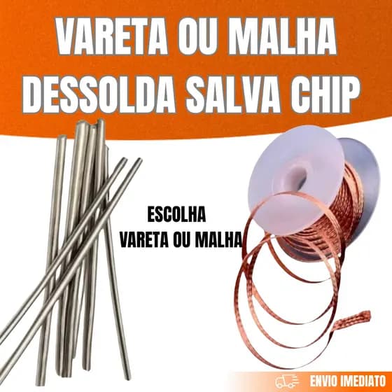 Vareta SavaChip Dessolda ou Fita Malha Dessoldadora por centímetro e kit até 10 Unid Vareta Baixa Fusão