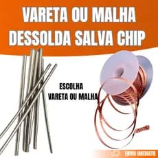 Vareta SavaChip Dessolda ou Fita Malha Dessoldadora por centímetro e kit até 10 Unid Vareta Baixa Fusão