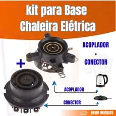 Conector com Acoplador Chaleira Elétrica Universal Bivolt, Borneira e Acoplador/Kit Reparo Acessório