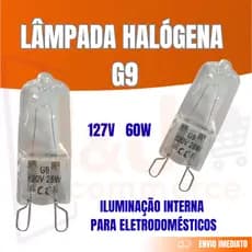 Lâmpada Halógena G9 127V 60w Forno Coifas Fogão Para Eletrodomésticos geral Kits 1,2,3, 4, 5 Unidades