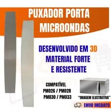 Puxador para Porta Microondas Compatível PM026 PM028 PM030 PM033 em impressão 3D Branco Cinza