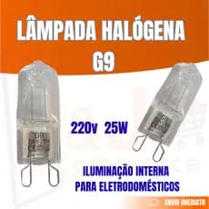 Lâmpada Halógena G9 220V 25W Coifa Fogão Forno iluminação interna Eletrodoméstico Kit 1 a 5 unidades