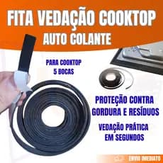 Fita Vedação Adesiva Cooktop 4 ou 5 Bocas Auto Colante 2,30x1cm veda acumulo de Sujeiras Líquidos Insetos