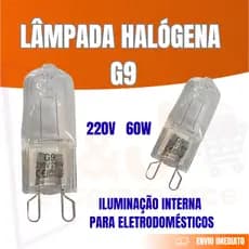 Lâmpada Halógena G9 220V 60W Fogão Forno Coifa Alta Iluminação Interna de Eletrodomésticos Kit 1 a 5