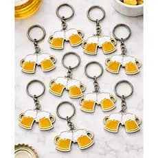 Kit com 10 Chaveiros - Duas Canecas de Cerveja 3D – Criativo e Divertido