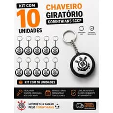 Chaveiro Giratório Corinthians SCCP – Kit com 10 Unidades ⚽🖤