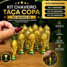 Kit Chaveiro Taça Copa do Mundo 3D – Lembrancinha Futebol