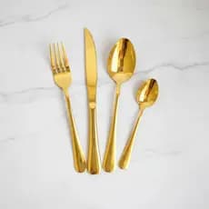 Jogo de talheres 24 peças, talheres inox dourado, talheres luxo, kit talheres completo