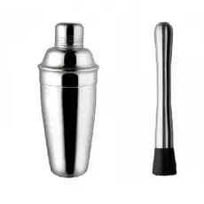 Coqueteleira Inox 500 ml + Socador Aço- P/ Drinks Caipirinha Coquetéis
