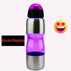 Garrafa Squeeze Plástico/Aço Inox 600ml