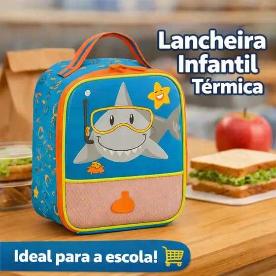 Lancheira Térmica Tubarão Infantil Menino Volta As Aulas Clio Mochilas