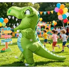 Halloween Tiranossauro Rex Traje Inflável Dinossauro Verde Festa Cosplay Terno