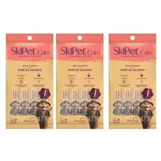 Kit 3 Skipet Petisco Gato Pure De Salmão Churu 12 Saches 15g