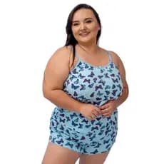 Kit com 5 Baby Doll Plus Size em Poliéster Estampado Pijama Feminino Short Doll Extra Grande Linha Noite.