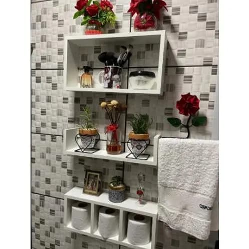 Kit Nichos Para Banheiro com Prateleiras 3 Peças Decorativo e Organizador de Ambiente 100% mdf