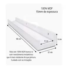 Prateleiras Cozinha, Kit com 2 ou 4 Canaleta Calha 90 cm Porta Temperos, Esmaltes, Livros, Fotos