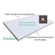 Prateleira Branca 45 cm de profundidade 100% MDF, Multiuso, ideal para guarda roupas e armários