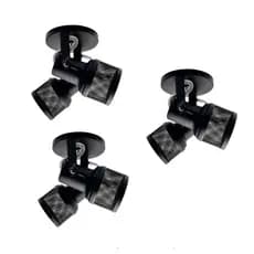 Spot Duplo Luminária kit 3 Unidades  (BRANCO/PRETO) Tela Sobrepor Teto Parede Casa Salão Quarto Par20 Led Bulbo E27
