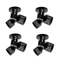Spot Duplo Luminária kit 4 Unidades  (BRANCO/PRETO) Tela Sobrepor Teto Parede Casa Salão Quarto Par20 Led Bulbo E27