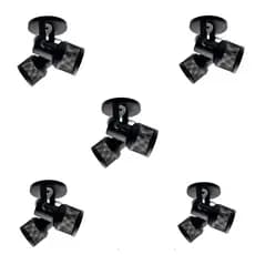 Spot Duplo Luminária kit 5 Unidades  (BRANCO/PRETO) Tela Sobrepor Teto Parede Casa Salão Quarto Par20 Led Bulbo E27