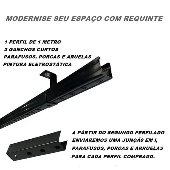Perfilado Completo 38/38 1 metro kit com gancho curto