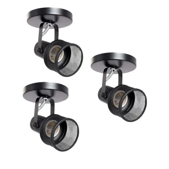 Kit 3 luminária Direcionável Spot Tela Sobrepor Para 1 Lampadas Teto Parede Casa Sala Quarto Par20 Led Bulbo E27