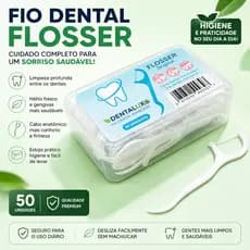 Fio Dental Flosser com Haste 50 Unidades Limpeza Profunda Higiene Bucal