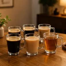 Kit Conjunto Canecas Vidro Transparente Café Chá Capuccino Frapee Bebidas Quentes e Frias 230ml
