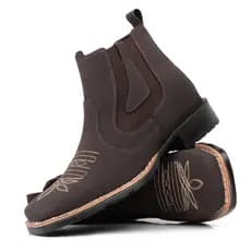 Botina Bota Texana Country Masculina Bico Quadrado Bordado Estilosa Rodeio