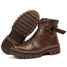 Bota Botinha Feminina Tratorada Cano Curto Com Fivela Estilosa Na Moda Inverno