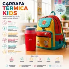 Garrafa Térmica Kids 300mL Garrafinha Infantil Crianças Escolar Café Água Leite Chocolate Quente Chá Suco Unitermi Fano