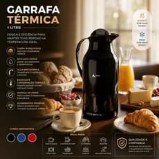 Garrafa Térmica 1 Litro Com Alça Para Café Chá Leite Água Chimarrão Tererê Escritório Cozinha Unitermi Siena