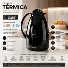 Garrafa Térmica 650mL Com Alça Para Café Chá Leite Água Chimarrão Tererê Escritório Cozinha Unitermi Florença