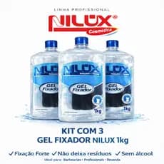 Kit 3 Gel Fixador Nilux 1kg Profissional Sem Álcool Alta Fixação