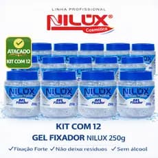 Kit 12 Gel Fixador Nilux 250g Profissional Sem Álcool Alta Fixação