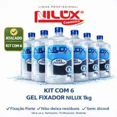 Kit 6 Gel Fixador Nilux 1kg Profissional Sem Álcool Alta Fixação