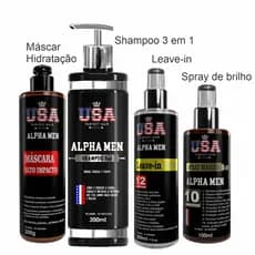 Kit Protese Capilar Shampoo 3 em 1  Máscara Alto Impacto  Leave-in 12 Benefícios +Spray Mágico 10 Benefícios