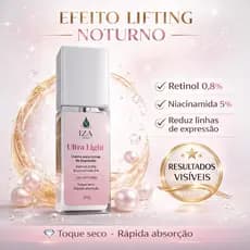 Creme Anti-Idade Retinol 0,8% + Niacinamida 5% IZA Derm Ultra Light | Reduz Linhas de Expres | Reju Facial Noturno 30g